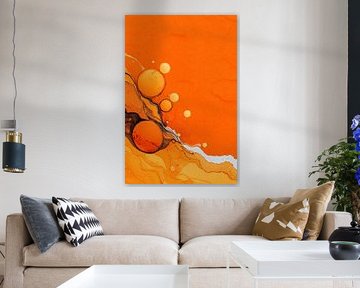 Oranje Abstract met Vloeibare Cirkels en Energie