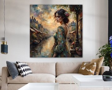 Retour dans le temps - Sa robe dans la brise du coucher de soleil