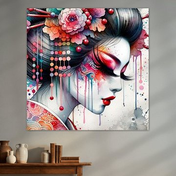 Verschnörkelte Blüte Moderne Geisha