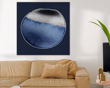 Soft Quiet Aqua Mineral 982 - Aquarelle en Deep Mineral Blue et Soft Balance sur Saskia Mensink PRINTS