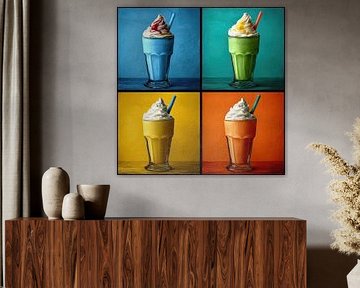 Popart Milkshakes - Colourful Cheerful Artwork by BowiScapes abstract and digital art