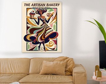 Mid-Century Magic Handwerker Bäckerei Retro Malerei von Jan Keteleer