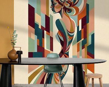 Retro Glamour Mid-Century Muze in levendige elegantie