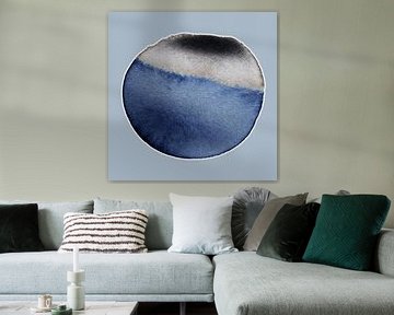 Soft Quiet Aqua Mineral 981 - Aquarelle avec une profondeur douce et une harmonie de bleu calme sur Saskia Mensink PRINTS