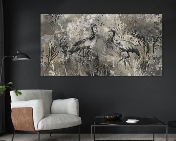 Abstrakte Landschaft in taupe-greige warmen Grau- und Beigetönen