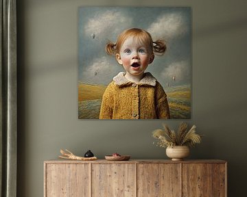 Lustiges surreales Kinderporträt