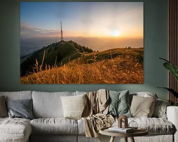 Coucher de soleil sur le Grünten sur Leo Schindzielorz