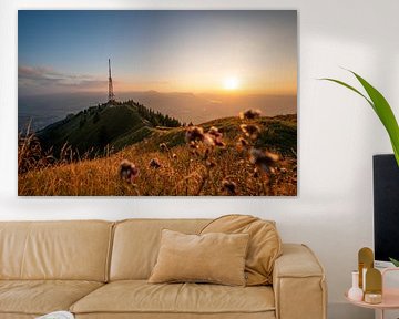 Coucher de soleil sur le Grünten sur Leo Schindzielorz