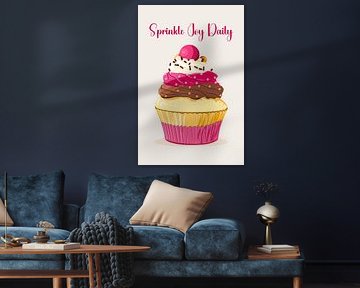 Sprinkle Joy Daily - Illustration d'un cupcake joyeux