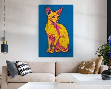 Nackte Katze Pop-Art-Gemälde. von Johannes