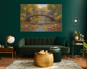 Park mit Brücke und Teich Malerei. von Johannes