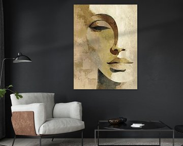 In Schweigen gehülltes Gesicht - warmes Gelb von Color Square