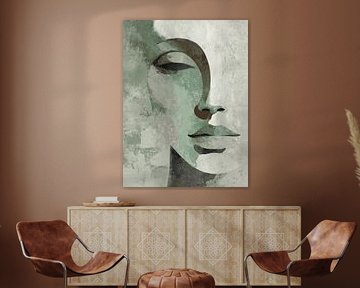 In Schweigen gehülltes Gesicht - grün-grau