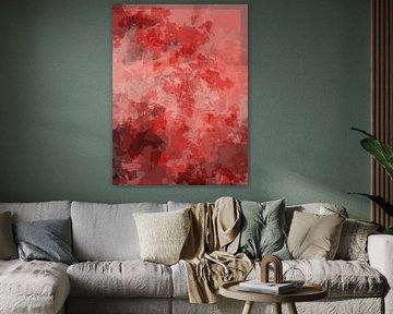 Colorful abstract art in red, pink, brown by Dina Dankers