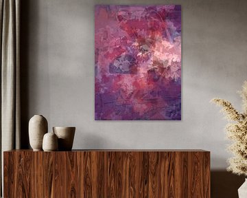 Art abstrait moderne et coloré en violet, rouge et rose sur Dina Dankers