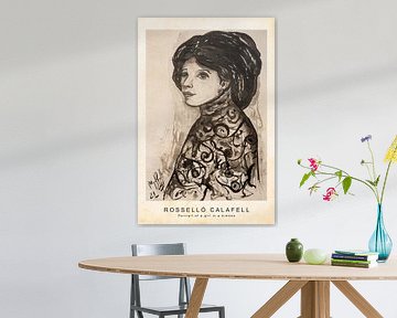 Portret van een meisje in een kimono van Miquel Rossello Calafell