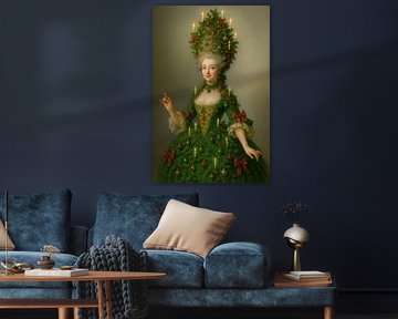 Rokoko-Weihnachtsporträt mit Tannenkleid, Kerzen und klassisch-festlichen Details von But First Framing