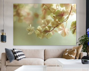 Fleurs vert tendre pastel avec lumière et flou sur Eva Lee