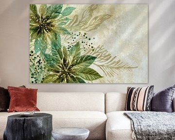 Weihnachtsblumen Schimmerndes Grün mit botanischen Details von Eva Lee