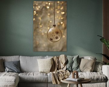 Boule de Noël Transparente Or avec Flocons de Neige en Light Glow sur Eva Lee