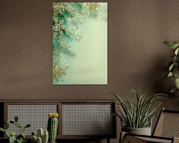 Flocons de neige vert doré en hiver Composition de la bordure sur Eva Lee