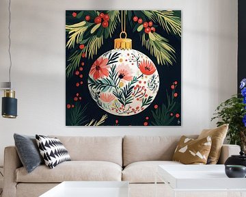 Weihnachtskugel mit Blumen von Wunderbare Kunst