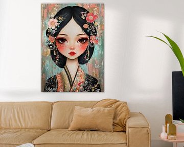 Porträt eines Mädchens mit Blumenschmuck