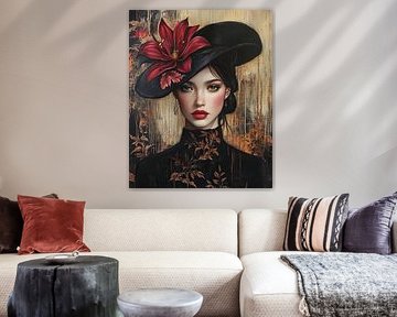 Lady Portrait | Woman with Red Flower