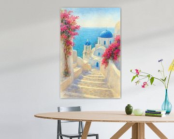 Santorini, Greece painting. by Johannes