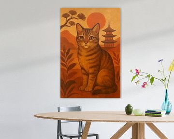 Chat dans un tableau de style boho. sur Johannes