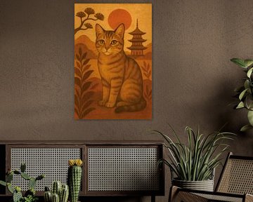 Chat dans un tableau de style boho. sur Johannes