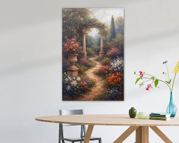 Rococo botanische tuin schilderij. van Johannes