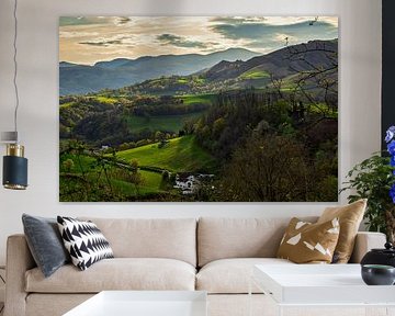 Characteristic landscape with white farmhouse by Ton Van Zeijl