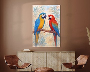 Ara papegaaien schilderij. van Johannes