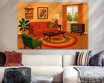 Illustration eines Retro-Wohnzimmers. von Johannes