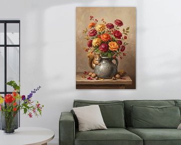 Herbststrauß mit Eichhörnchen - Warme Farben