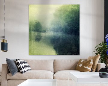 Rivière et forêt dans le brouillard sur Dirk Wüstenhagen