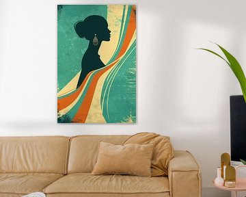 Retro Silhouette Elegance - 60's Style Art Print