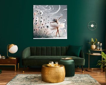 Ballerina and dandelions by Tatjana Korneeva