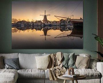 Moulin De Vlijt à Meppel reflété par le coucher de soleil sur KB Design & Photography (Karen Brouwer)
