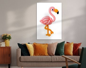 Balloon art of a flamingo.