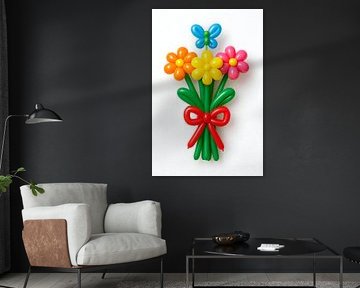 Balloon art of a bunch of flowers.