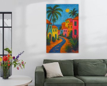 Caribbean village painting. by Johannes