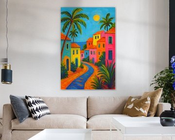 Caribbean houses painting. by Johannes