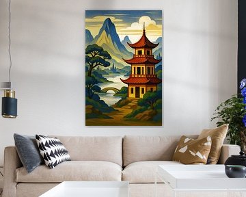 Japanse natuur illustratie. van Johannes