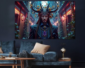 Portrait d'un homme portant une coiffe ornée et un blazer sur Markus Gann