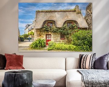 Historic thatched house in the hamlet of Kercanic, Névez, Brittany