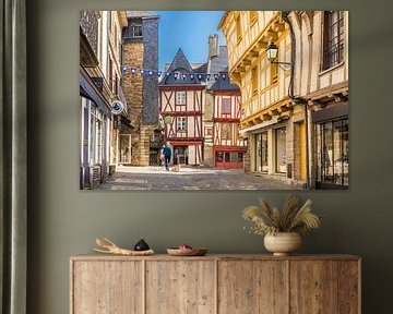 Historic half-timbered houses in the old town centre of Vannes, Brittany