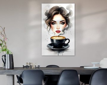 woman with hot cup of Cappuccino animation by Egon Zitter