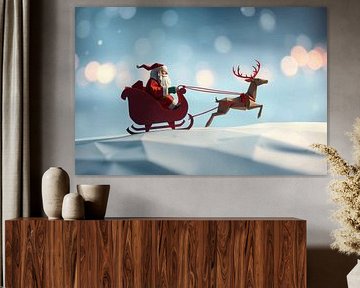 Santa Claus Enchanted Snow Sleigh by R Pevitanada